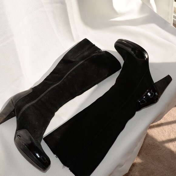 La Canadienne Black Suede Heeled Waterproof Boots Sz 7.5 - Picture 9 of 12